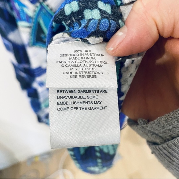 CAMILLA crystal embellished printed 100% silk crepe kaftan ONESIZE - Picture 4 of 6